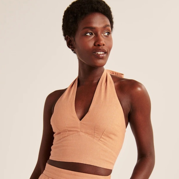 Abercrombie & Fitch Linen Blend Halter Top • NWT - Picture 1 of 9